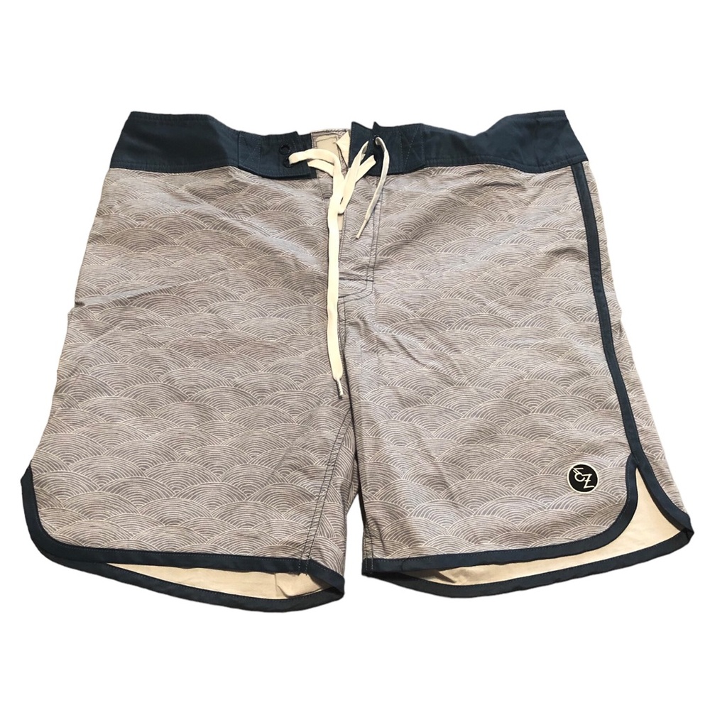 Ezekiel Board Shorts Navy Blue Coastal Lace-Up Waistband Size 36